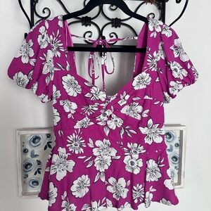 Francesca's Collections Pink Floral Blouse